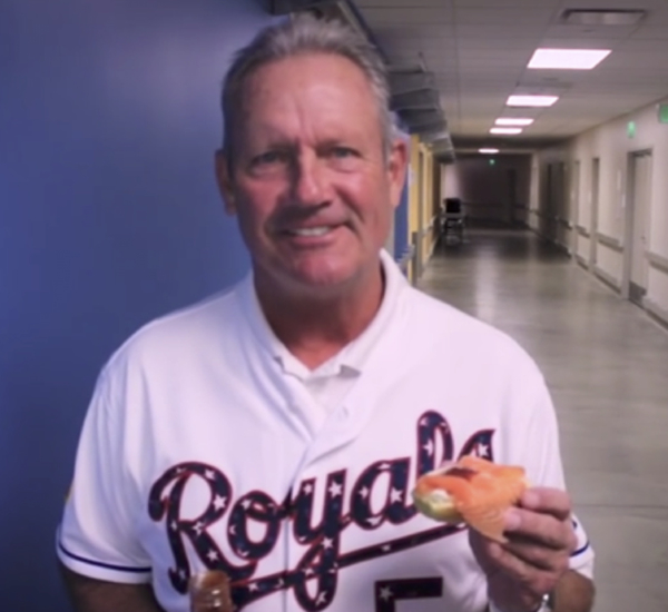 George Brett enjoying his bagel and lox with a little bit of KC barbeque sauce Photo courtesy of the Kansas City Symphony