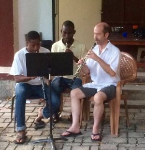 Utah Symphony oboist James Hall works with students at Holy Trinity Summer Music Camp Photo credit: Yuki MacQueen