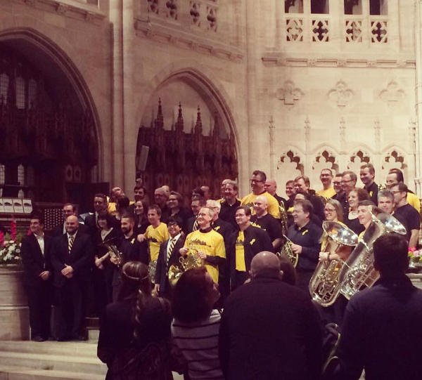 Members of the PSO with guests from the Philadelphia Orchestra, the Boston Symphony Orchestra, the Cleveland Orchestra, the Dallas Symphony Orchestra, and the National Symphony Orchestra at the Brass Spectacular in October Photo credit: Courtesy of the Musicians of the Pittsburgh Symphony Orchestra