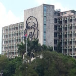 A building in Havana with a large portrait of Che Guevara